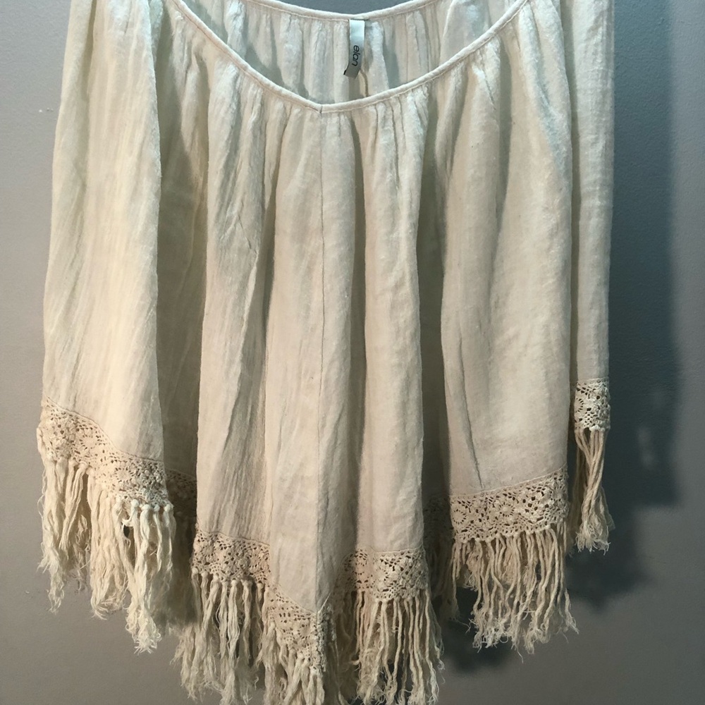 Elan Off-White Gauze Textured Poncho